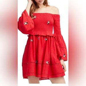 Red off the shoulder free people dress